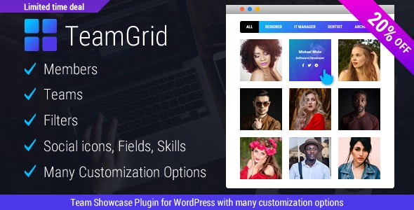 Team Grid (v1.3.2) 团队成员展示WordPress插件和团队编辑器