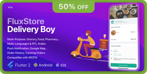 FluxStore Delivery Boy (v4.1.1) Flutter应用为Woocommerce打造的配送员解决方案