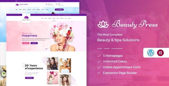 BeautyPress v.3.2 美容沙龙水疗中心WordPress主题
