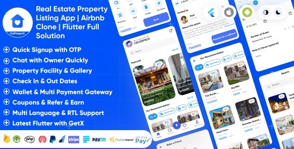 GoProperty v1.5 房地产物业列表应用 | 租赁-交换-购买 | Airbnb克隆 | 完整解决方案