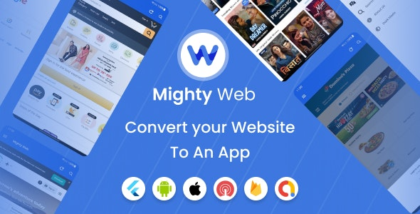 MightyWeb Flutter v23.0 Webview - 将您的网站转换为应用 + 管理面板