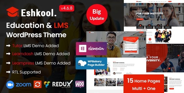 Eshkool (v4.6.7) 教育WordPress主题 - 在线学习平台解决方案