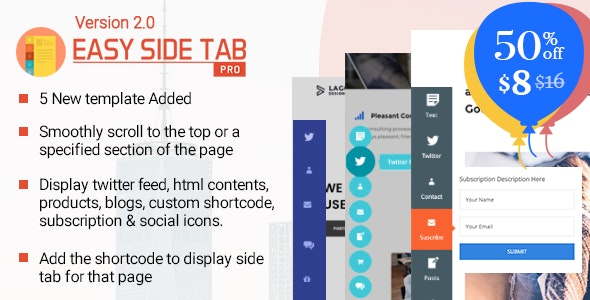 Easy Side Tab Pro (v2.0.7) 响应式浮动标签WordPress插件