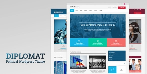 Diplomat (v1.2) 政治竞选、政党、博客响应式WordPress主题