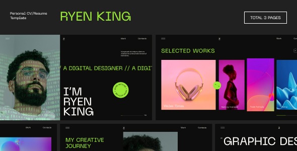 Ryen King (v1.0.0) 个人简历WordPress主题 - 专业CV模板设计