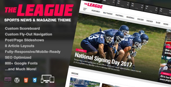 The League (v4.5.0) 体育新闻与杂志WordPress主题