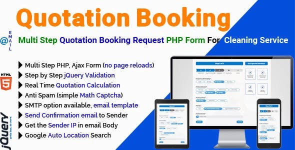 Quotation Booking v3.1.3 多步骤报价预订请求PHP表单 - 清洁服务专用