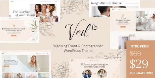 Veil (v1.5.0) 婚礼活动与摄影师WordPress主题