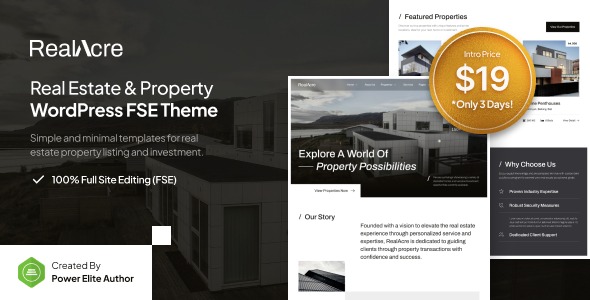 RealAcre v1.0.0 房地产与物业全站编辑WordPress主题
