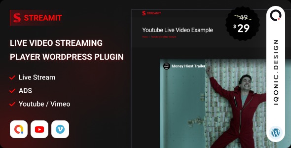 Streamit v1.0.3 Live Video Streaming Player WordPress Plugin - 专业直播视频播放器WordPress插件