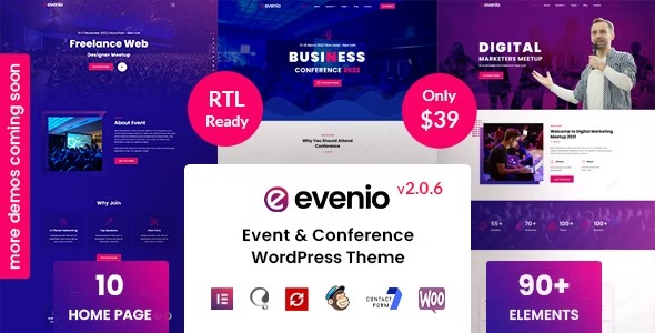 Evenio v2.1.2 活动会议WordPress主题 - 专业活动管理与展示