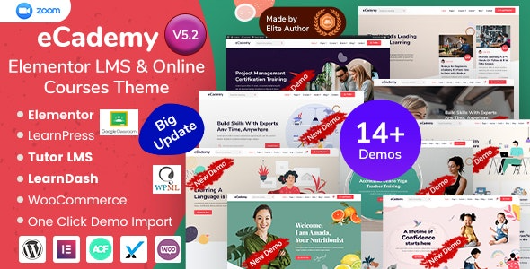 eCademy (v7.1) Elementor LMS & 在线课程主题 - 教育学习管理系统WordPress主题