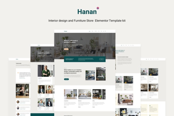 Hanan - 室内设计与家具商店Elementor模板套件