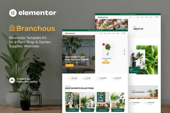 Branchous – Plant & Garden Store Elementor Template Kit 植物与花园商店Elementor模板套件