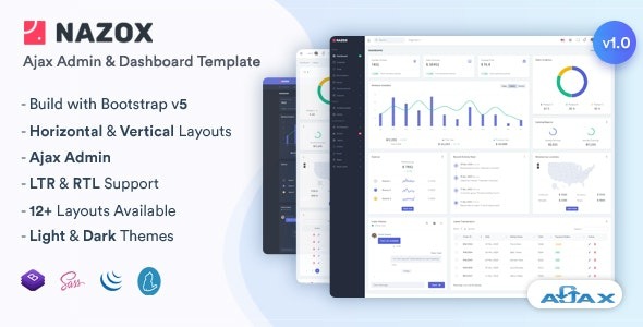 Nazox v1.0.0 Ajax Admin & Dashboard Template - 响应式后台管理仪表盘模板