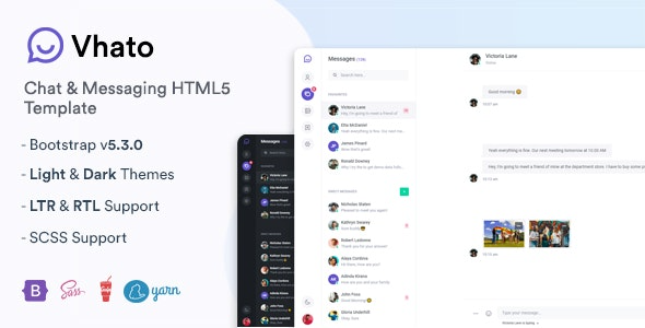 Vhato – 聊天与消息HTML5模板 – 现代化即时通讯解决方案