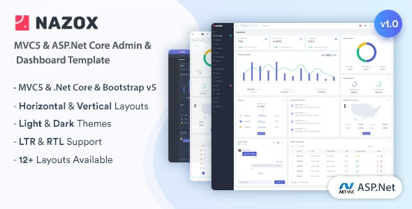 Nazox - ASP.Net Core & MVC5 后台管理 & 仪表盘模板