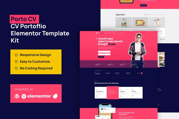 Porto CV – 个人作品集Elementor Pro模板套件