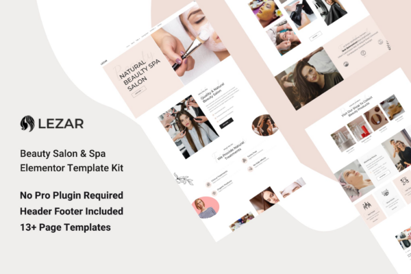 Lezar Beauty Salon & Spa Elementor Template Kit - 美容沙龙和水疗中心Elementor模板套件
