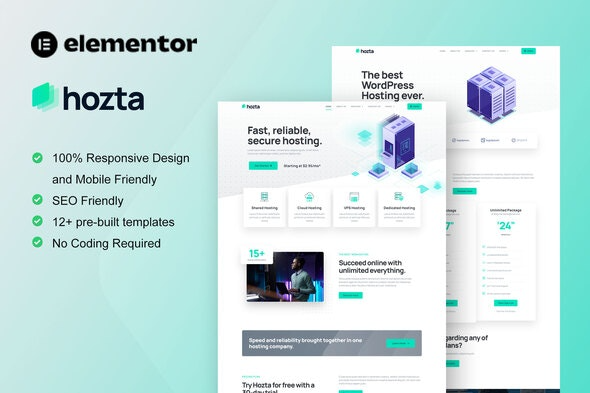 Hozta - 网络托管服务Elementor模板套件