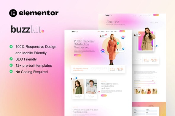 Buzzkit – 网红与创意机构Elementor模板套件