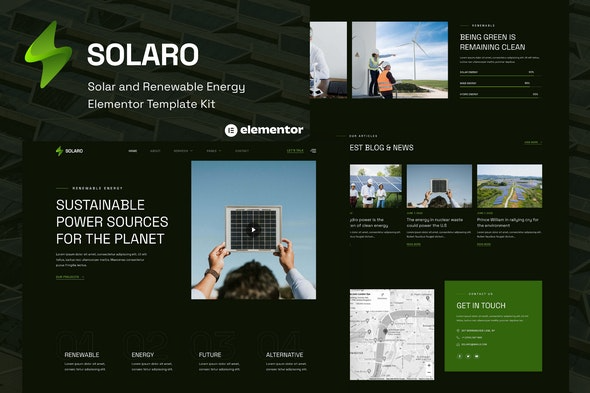 Solaro – 太阳能与可再生能源Elementor模板套件
