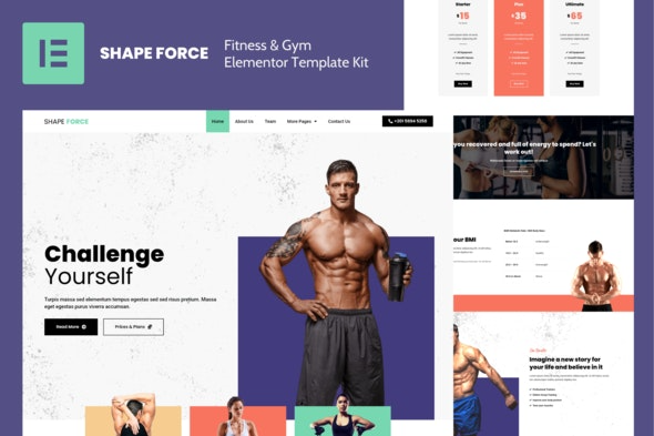 Shape Force – Fitness & Gym Elementor Template Kit | 健身与健身房Elementor模板套件