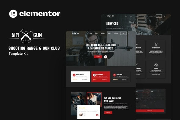 Aimgun - 射击场与枪械俱乐部Elementor模板套件