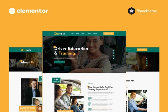 Drivale - 驾校Elementor Pro全站模板套件