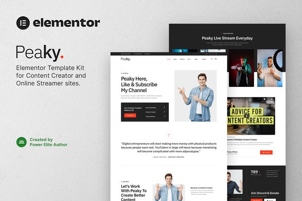 Peaky – 内容创作者与在线主播Elementor模板套件