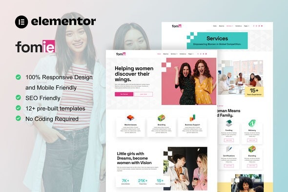 Fomie – Business Woman Elementor Template Kit | 商业女性Elementor模板套件