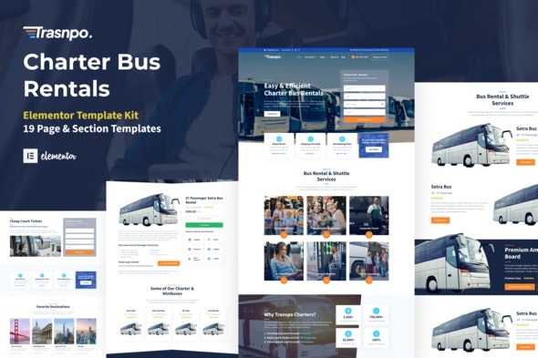 Transpo - 包车巴士租赁公司WordPress Elementor模板套件