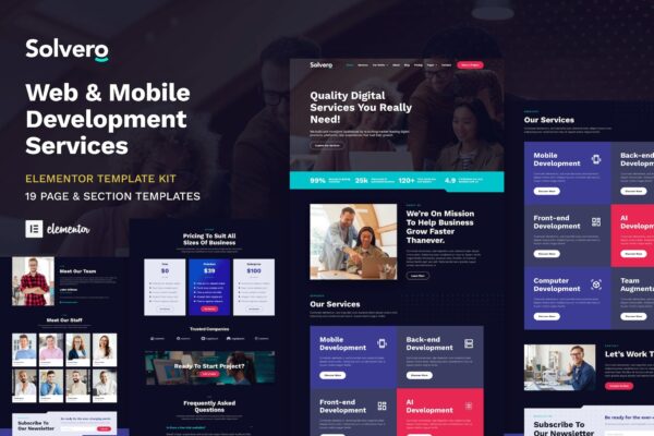Solvero – Web & Mobile Development Service Elementor Template Kit – 网页与移动开发服务Elementor模板套件