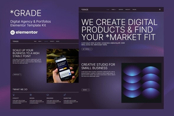 Grade – Creative Agency & Portfolios Elementor Template Kit 创意机构与作品集Elementor模板套件