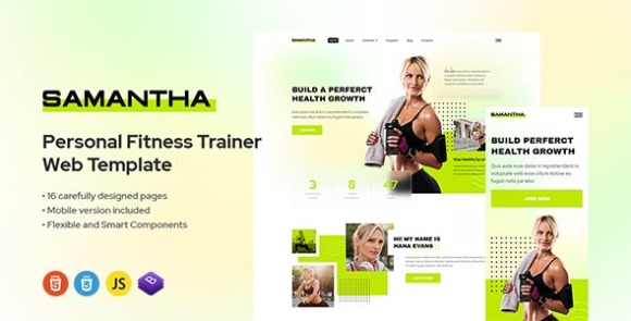 Samantha - 个人训练师与健身馆模板（Personal Trainer & Fitness Gym Template）