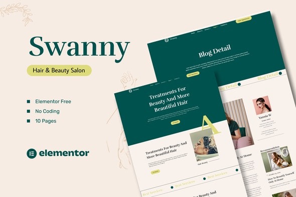 Swanny – 美发美容沙龙Elementor模板套件