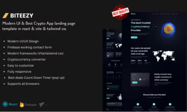 Biteezy v1.0 - 最佳加密货币交易着陆页主题