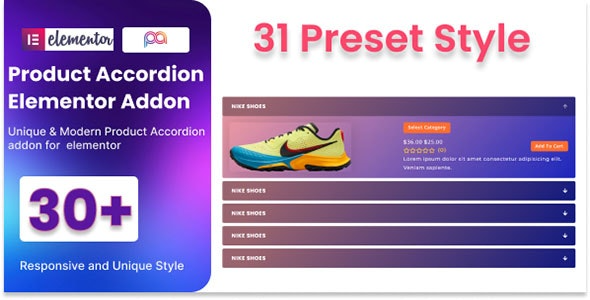WooCommerce Product Accordion For Elementor v1.0 - Elementor的WooCommerce产品手风琴扩展