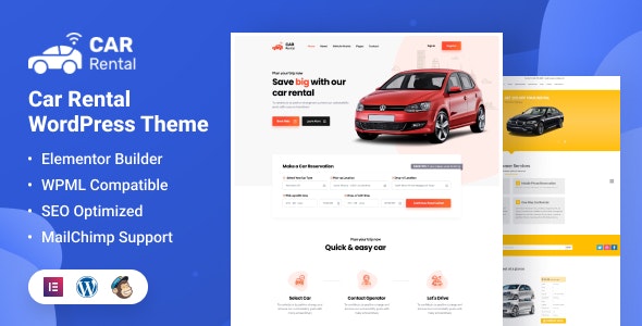 Car Rental WordPress Theme Landing Page v4.2 - 汽车租赁WordPress主题着陆页