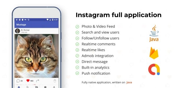 v3.18 Instagram Android Full Applcation + Firebase Web (Photo&Video) - 完整Instagram安卓应用与Firebase网页版（照片和视频）