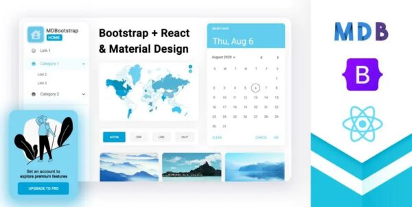 MDB 5 React PRO Advanced 3.0.0 + Super Bundle v5.1.0 - 高级React UI组件库与超级捆绑包