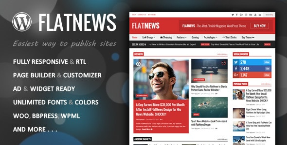 FlatNews (v5.8) 响应式杂志WordPress主题 - 现代新闻网站设计