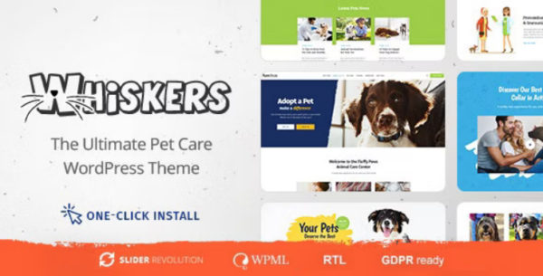 Whiskers v1.1.8 宠物商店兽医诊所动物领养WordPress主题