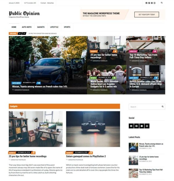 CSS Igniter Public Opinion Magazine Theme v1.5.2 - 专业杂志主题，打造现代新闻网站