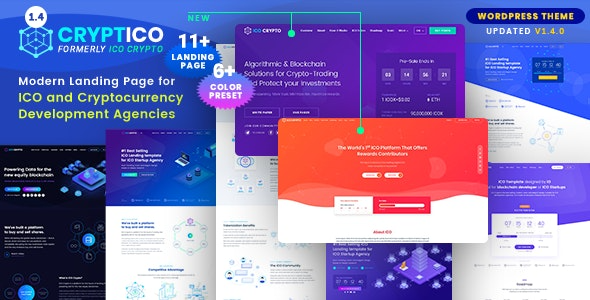 Cryptico v1.4.16 ICO Crypto Landing & Cryptocurrency WordPress Theme - 加密货币ICO和比特币WordPress主题