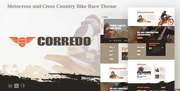 Corredo (v1.1.14) 自行车比赛与体育赛事WordPress主题