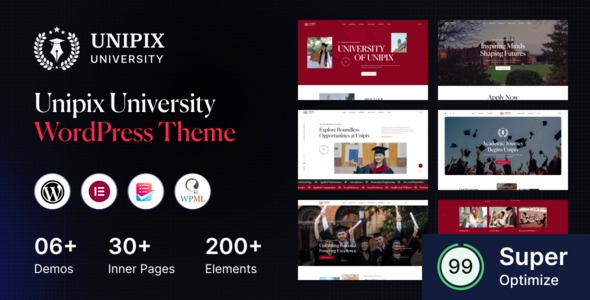 Unipix v1.0.9 - 大学教育WordPress主题 + RTL支持