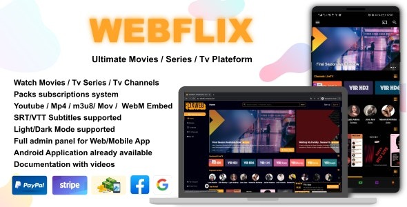 WebFlix v1.6 电影 - 电视剧 - 直播电视频道 - 订阅主题