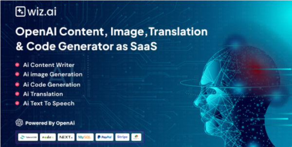 WizAI v1.5 - OpenAI内容、图像、翻译、聊天机器人和语音转文本生成器SaaS平台
