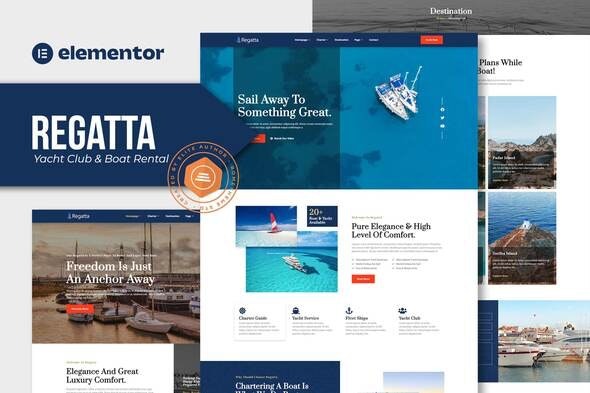 Regatta – Yacht Club & Boat Rental Elementor Template Kit | 游艇俱乐部与船只租赁Elementor模板套件